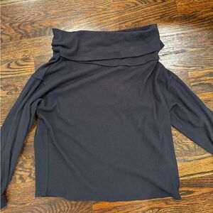 Free People off the shoulder black waffle long sleeve, size XL